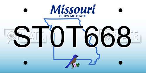 ST0T668 Missouri License Plate