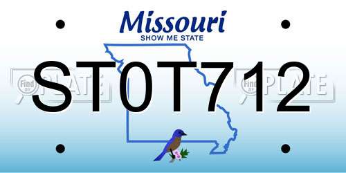 ST0T712 Missouri License Plate