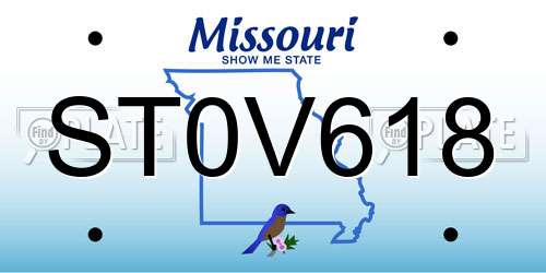 ST0V618 Missouri License Plate