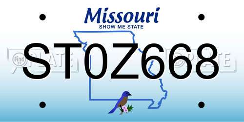 ST0Z668 Missouri License Plate