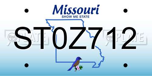 ST0Z712 Missouri License Plate