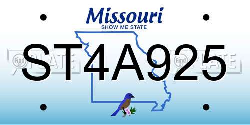 ST4A925 Missouri License Plate