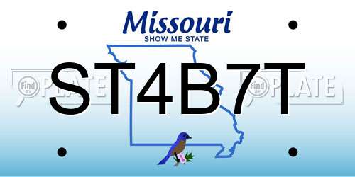 ST4B7T Missouri License Plate