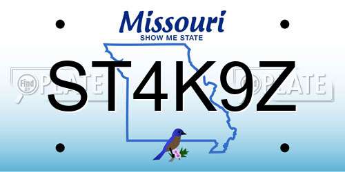 ST4K9Z Missouri License Plate
