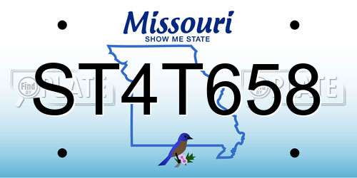 ST4T658 Missouri License Plate