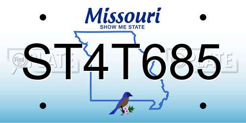ST4T685 Missouri License Plate