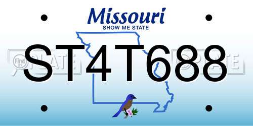 ST4T688 Missouri License Plate