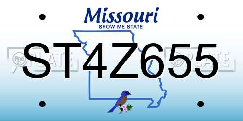 ST4Z655 Missouri License Plate