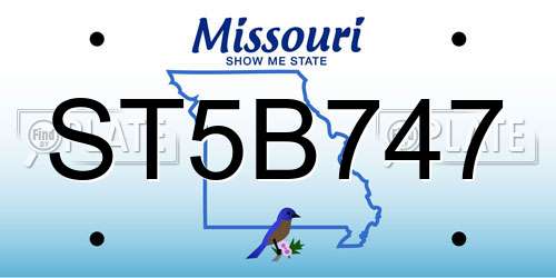 ST5B747 Missouri License Plate