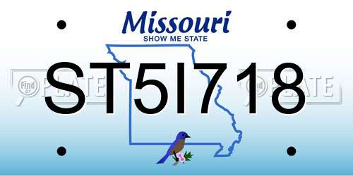 ST5I718 Missouri License Plate