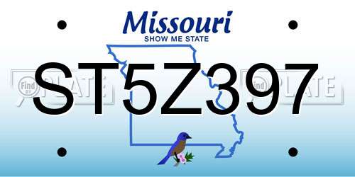 ST5Z397 Missouri License Plate
