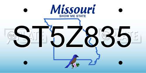 ST5Z835 Missouri License Plate