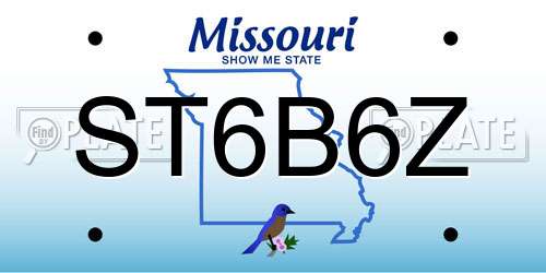 ST6B6Z Missouri License Plate