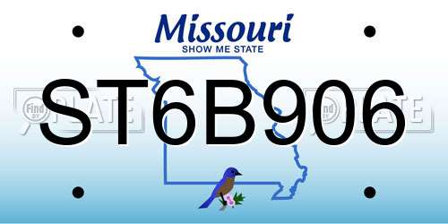 ST6B906 Missouri License Plate