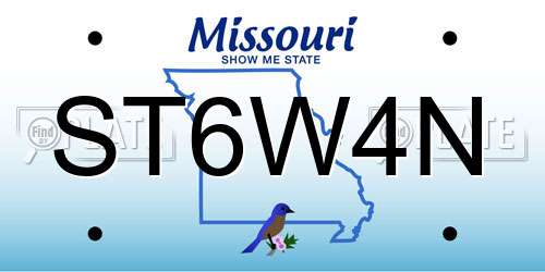 ST6W4N Missouri License Plate