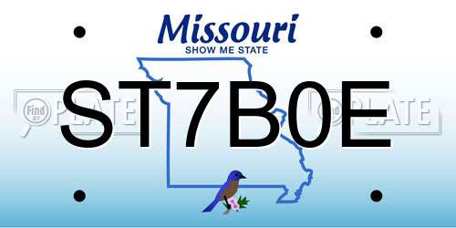 ST7B0E Missouri License Plate