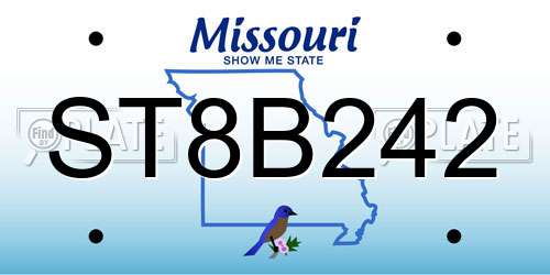 ST8B242 Missouri License Plate