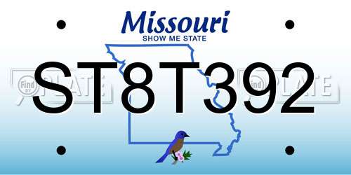 ST8T392 Missouri License Plate