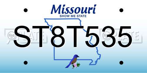 ST8T535 Missouri License Plate