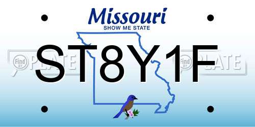 ST8Y1F Missouri License Plate
