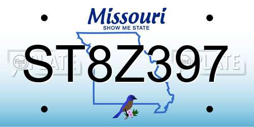 ST8Z397 Missouri License Plate