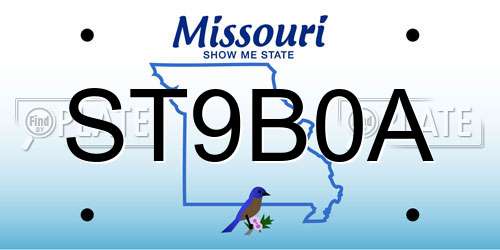 ST9B0A Missouri License Plate
