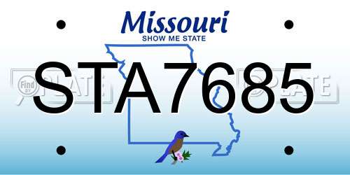 STA7685 Missouri License Plate