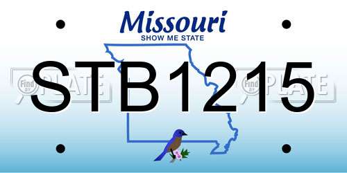 STB1215 Missouri License Plate