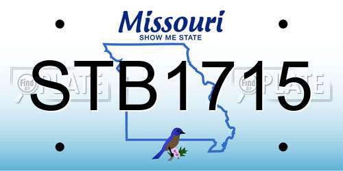 STB1715 Missouri License Plate