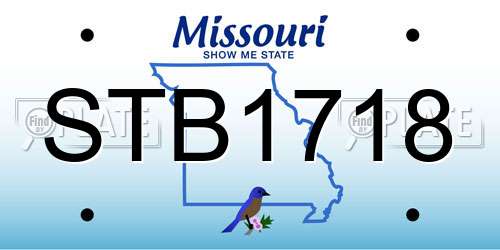 STB1718 Missouri License Plate
