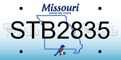 STB2835 Missouri License Plate