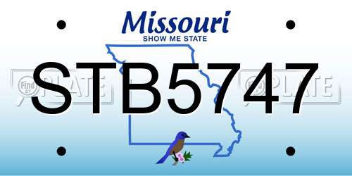STB5747 Missouri License Plate