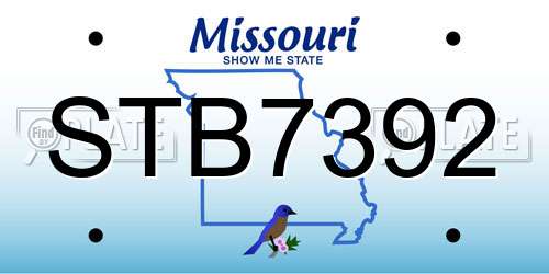 STB7392 Missouri License Plate