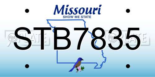 STB7835 Missouri License Plate