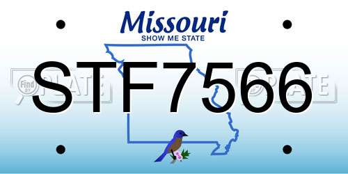 STF7566 Missouri License Plate