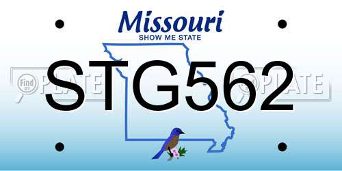 STG562 Missouri License Plate