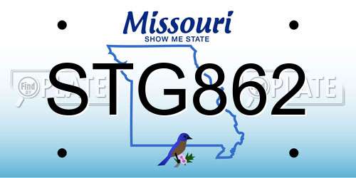 STG862 Missouri License Plate