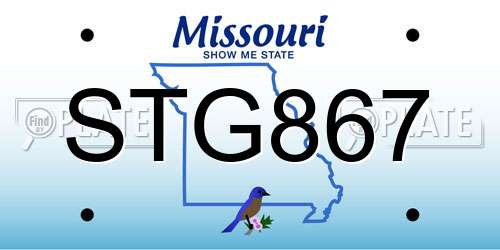 STG867 Missouri License Plate