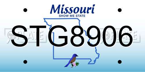 STG8906 Missouri License Plate