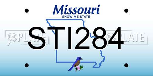 STI284 Missouri License Plate