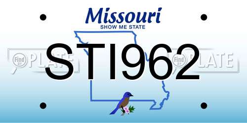 STI962 Missouri License Plate