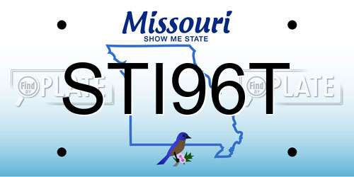 STI96T Missouri License Plate