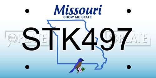 STK497 Missouri License Plate