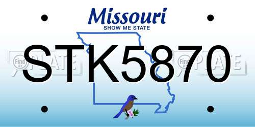 STK5870 Missouri License Plate