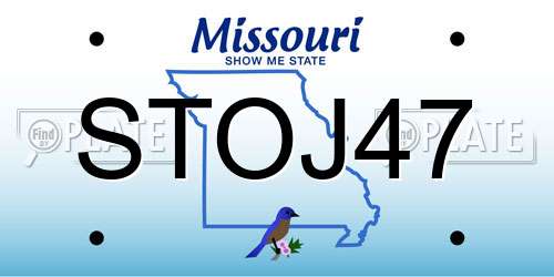 STOJ47 Missouri License Plate