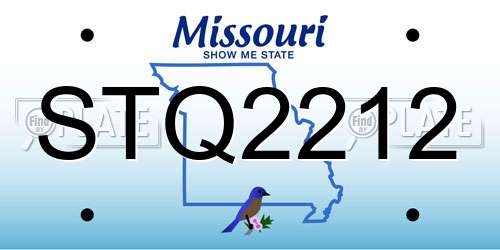 STQ2212 Missouri License Plate