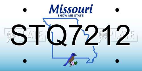 STQ7212 Missouri License Plate