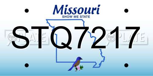 STQ7217 Missouri License Plate