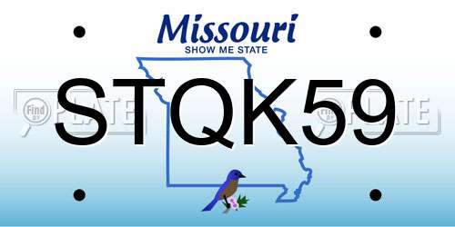 STQK59 Missouri License Plate