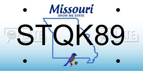 STQK89 Missouri License Plate